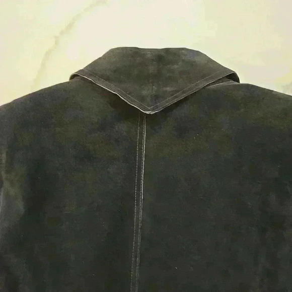 Newport News Womens Suede Leather Blazer Jacket Bell Sleeves Black Size 20W - Picture 7 of 13